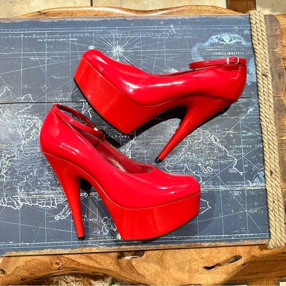 Red Patent Platform Heels | Jante | Size 8 - Picture 1 of 8